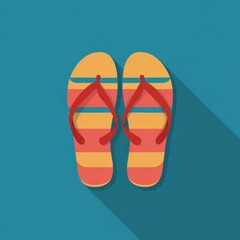 Striped Flip Flops on Teal Background