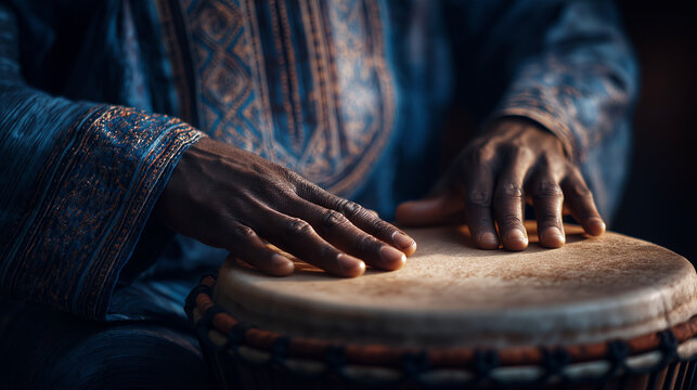 Cinematic Zoom on Drumming Hands for International Music Day