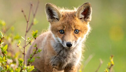 Obraz premium Curious Red Fox Kit in Springtime Meadow
