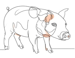 Continuous line drawing of a pig (2)