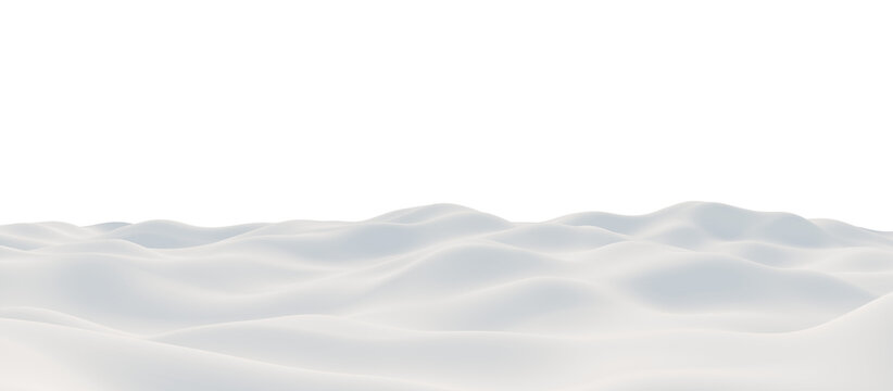 Snow-Covered Hills Under a Calm Sky. 3D render.	
