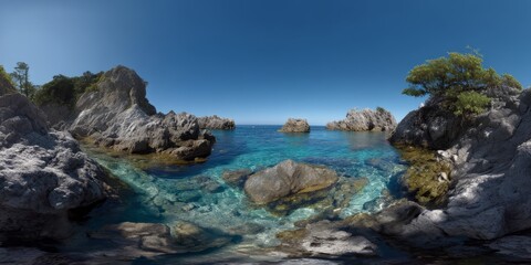 Obraz premium Hdr coastal panorama nature's beauty