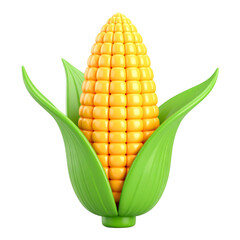 Obraz premium A vibrant, 3D illustration of a corn cob encased in its green leaves.