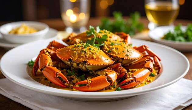 Cooked crabs in a creamy curry sauce