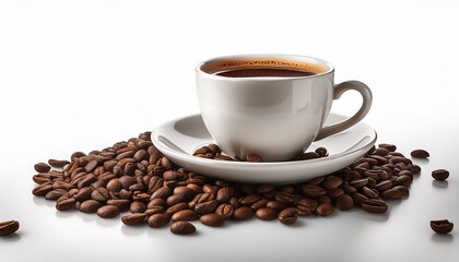 Obraz premium coffee cup and grain on white background still life