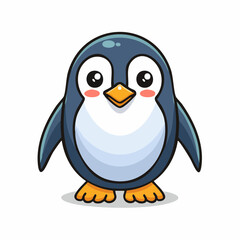 Fototapeta premium Adorable cartoon penguin with big eyes, creating a cute and innocent vector illustration