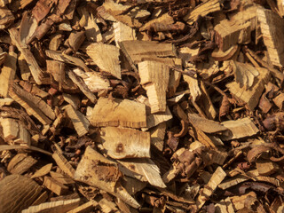 Close-up of Natural Wood Mulch Pieces