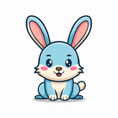 Obraz premium Delightful Blue Cartoon Rabbit Character Illustration with Adorable Features and Simple Design