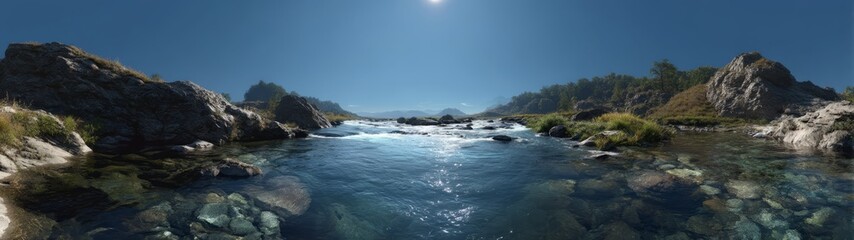 Obraz premium Nature panorama of river hdr 360 degrees view
