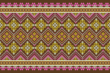 Ethnic pixel art patterns concept abstract ethnic geometric patterns colorful,seamless,pixel