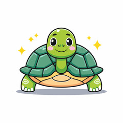 Obraz premium Adorable cartoon turtle illustration radiating charm and innocence on a bright background