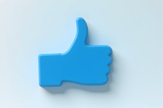 Blue Thumbs Up Symbol on Light Background - Approval Icon