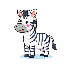 Fototapeta premium Adorable Cartoon Zebra Illustration with a Cheerful Expression on a Clean White Background