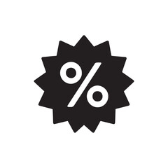 Discount Percentage Icon – Black Starburst Sale Label Vector Design

