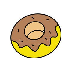 Donut color line icon with white background vector stock illustration