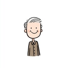 Cartoon drawing of a smiling older man