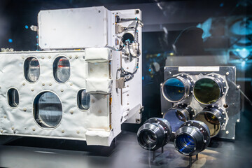 MOMS-02, camera, lenses, captured, colour, stereoscopic, images, Earth, surface, during, German, Spacelab, mission, D2, US, space, Shuttle, Columbia, 1993, Deutsches, Museum