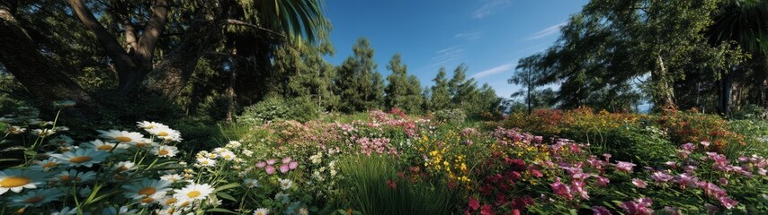 Vibrant flower garden hdr panoramas 360 degrees