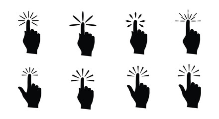 Set of Hand Cursor Icons Pointing Upward in Silhouette Style silhouette. vector design. Silhouette vector design illustration

