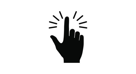 Hand Pointing Upward with Rays Silhouette in Black and White, . vector design. Silhouette vector design illustration
