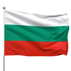 Waving Bulgaria Flag with Soft Fabric Texture and Natural Light Folds, Side-Angled View, Transparent Background PNG