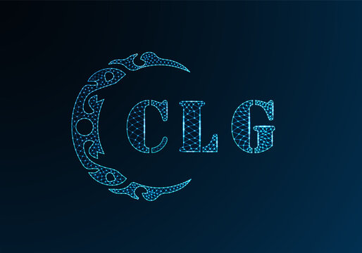 Low poly letter logo CLG design. CLG letter logo low poly vector design on blue color gradient background. CLG logo low poly design