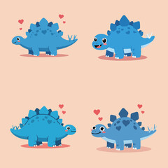 Flat vector illustration of a stegosaurus with cheerful expression, cute dino illustration © Gusti