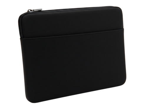 Dark blue laptop sleeve case with zipper isolated on transparent background - Powered by Adobe