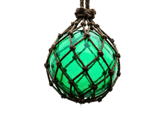  glass fishing float with rope isolated on transparent background