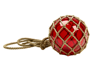  glass fishing float with rope isolated on transparent background