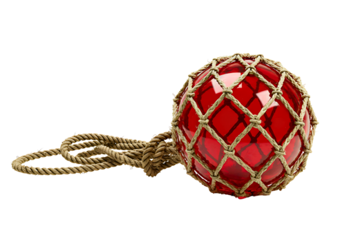  glass fishing float with rope isolated on transparent background