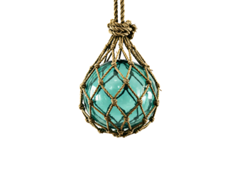  glass fishing float with rope isolated on transparent background