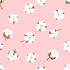 Cotton bolls pattern on pink background