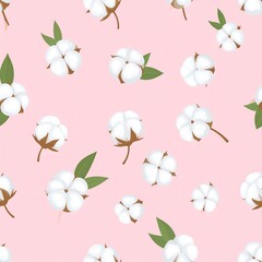 Cotton floral pattern on pink background