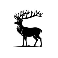 Mystical Night Deer with Moon Vector Illustration