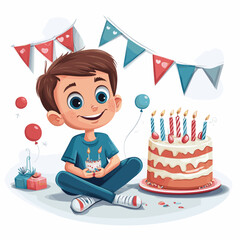 Happy birthday celebration with a boy © Edik