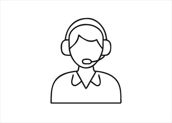 Customer support assistance help desk communication service icon signage representing client interaction and assistance isolated on white background