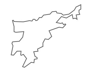 Nagaon District map line illustration of Assam state, India