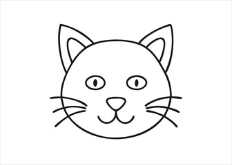 Charming feline facial outline art in a simple black and white design isolated on white background