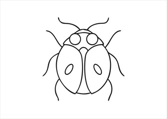 Detailed intricate line art illustration of a single ladybug head with prominent antennae and segmented body details isolated on white background