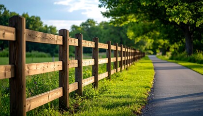 Countryside path with wooden fence