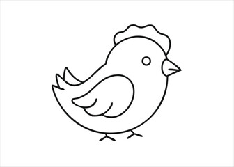Charming hand drawn line art illustration of a cute easter chicken in a simple artistic style isolated on white background