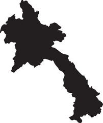 Laos Vector Map Black Silhouette 