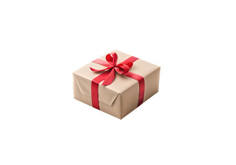 Obraz premium beautifully wrapped gift box with red ribbon, isolated on studio