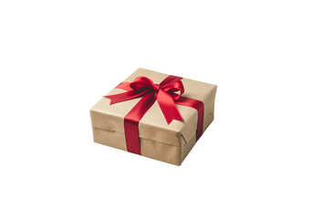 Obraz premium beautifully wrapped gift box with red ribbon, isolated on studio