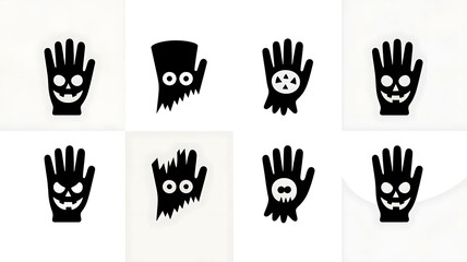 Obraz premium Spooky black hands with Halloween imagery. 