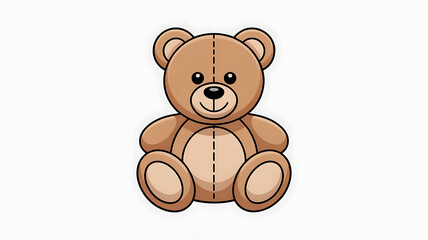Brown teddy bear sitting, simple cartoon style.
