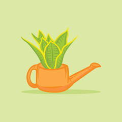 Plants in unique pots flat illustration