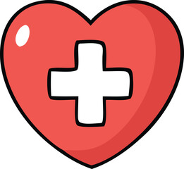 Fototapeta premium Red heart with white medical cross symbol illustrating health care and well being