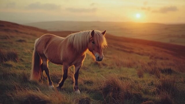 wild pony on exmoor moorlands video